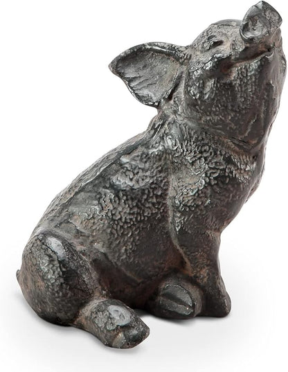 SPI Cast Iron Little Oinker Pig Garden Sculpture Brown/Rust
