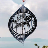 Personalized Flamingo Metal Wind Spinner, Custom Hanging Decoration for Outdoor Display, Kinetic Garden Sculpture, Tropical Gift (Flamingo Garden Wind Spinner)
