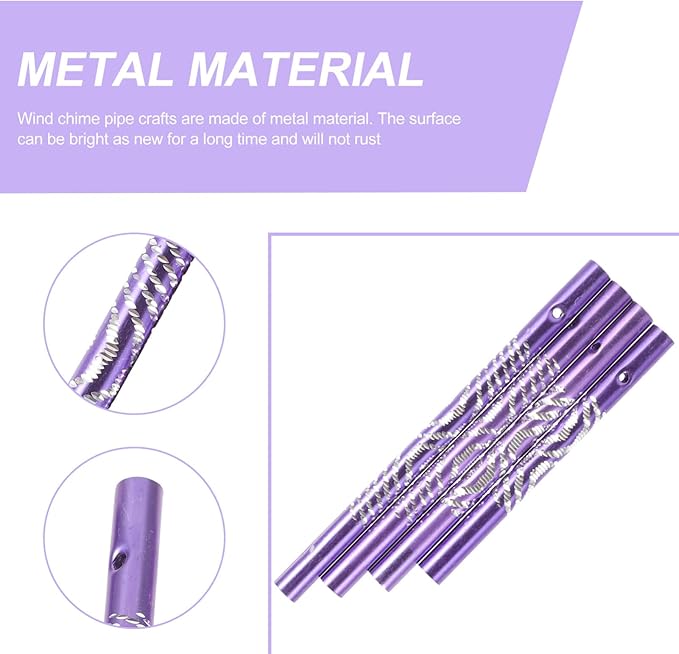 EXCEART Wind Chime Tubes Metal DIY Wind Chime Supplies 24Pcs Pre-Drilled Metal Tubes for Outdoor Garden Decor Craft Making 4.72X0.39In