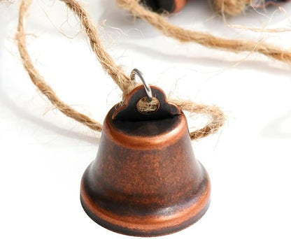 MrMrKura Vintage Jingle Bells Hanging String, 9 Antique Red Copper Bells Decorative Hanging Bells Wind Chimes Bell Decoration Gifts for Home Garden Decor Crafts (53 inches Long)