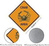 Crab Area Xing Caution Crossing Sign Ocean Animal Metal Tin Sign Warning Sign Novelty Road Fence Yard Wall Decor For Indoor Outdoor Man Cave Highway 10x10in