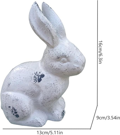 Antique Mode Metal Rabbits Sculpture Handcrafted Outdoor Decoration for Farm Garden Bookshelf Iron Garden Statue