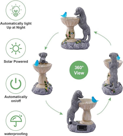 Dachshund Dog Statues for Bird Bath: Outdoor Sculptures for Garden Lawn Patio Yard Balcony Porch - Unique Gifts for Mother Grandma Women