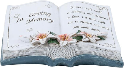 MyGift 6 Inch Memorial Garden Stone, Vintage Book Design Bereavement Gift for Loss of Loved One, Decorative Remembrance Plaque for Outdoor Garden & Cemetery Graveside Ornament