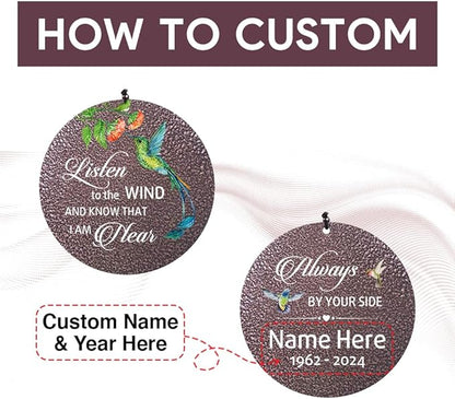 Sympathy Wind Chimes, Personalized Wind Chime for Loss of Loved Mom/Dad/Lover, Colorful Hummingbird Memorial Wind Chimes, Commemorative Sympathy Gifts (Produced in USA)
