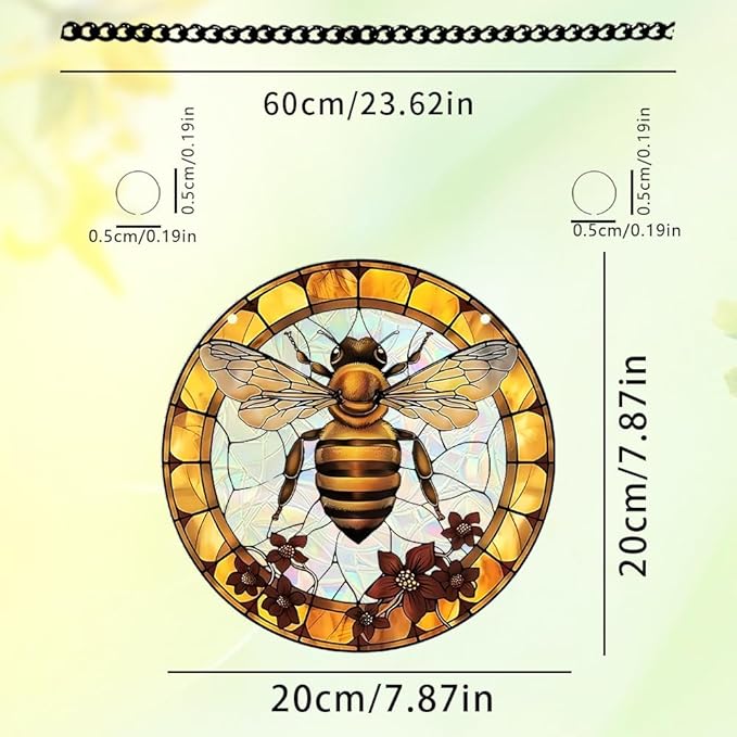 8 Inch Sun Catchers Indoor Window, Acrylic Rainbow Suncatcher Window Hanging Decoration for Living Room Bedroom Summer Home Balcony Ornaments Decoration (94 Bee)