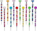 290Pcs Beaded Garden Stakes Kit - DIY Fairy Wand Garden Stake Beads Kit with 240 Colorful Large Hole Beads, Fairy Garden Accessories Outdoor for Different Festivals (6Diamonds & 6Balls)