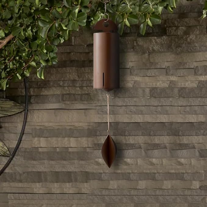 Outdoor Wind Chimes Heroic Windbell Antique Wind Bell, Deep Resonance Serenity Bell, Metal Cylinder Wind Chimes Windchime for Outdoor Garden, Patio, Porch Wind Bell, Deep Tone Sound (Brown)