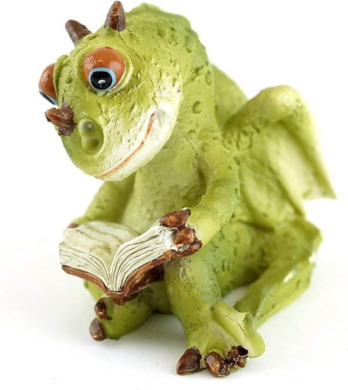 Top Collection Miniature Garden Dragon Reading Book