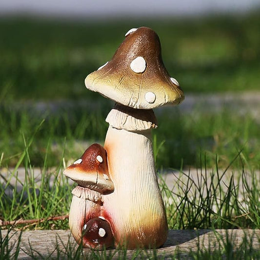 Garden Statue Animal Sculpture Outdoor Decor Gift Resin Mushroom Garden Statues, Outdoor Decor Figurines Patio Yard Lawn Ornaments Fairy Garden Collectibles Front Porch Sculptures(A,11x9x20cm)