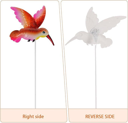 Yardwe Hummingbird Garden Stake Metal Decorative Outdoor Lawn Art 3.12 Inch Realistic Humming Bird Garden Pick for Patio Yard