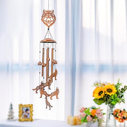Wolf Wind Chimes for Outside,Wolf Gifts for Men Women/Memorial Gift/House Warming Gift/Birthday Gifts Metal windchimes Outdoors/Indoors,Garden Decor,Patio,Home,Porch,Yard Decorations