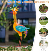 Metal Wacky Rooste Garden Statue, Rooster Decor Yard Statue Decorations Outdoor, Chicken Yard Art for Outside, Patio, Backyrad, Lawn (Orange)