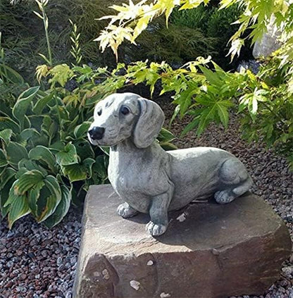 EatingBiting 6.7"x4.7" Resin Dog Dachshund Sculpture Garden Ornament Patio Figurine Outdoor Animal Statue,French Bulldog Statue Garden Decor Yard Lawn Resin Dog Sculpture