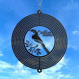 Personalized Nightingale Metal Wind Spinner, Custom Outdoor Ornament for Yard Display, Kinetic Bird Sculpture, Musical Gift (Nightingale Garden Wind Spinner)