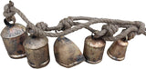 Mango Gifts Vintage Bells Hanging Chimes with Rustic Jute Rope, Tranquil Wind Chimes for Garden, Bohemian Decor, Outdoor and Patio Decoration (MGT29)
