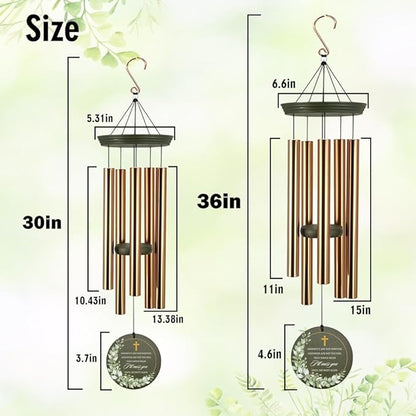 Personalized Memorial Wind Chimes, 36inch Sympathy Loving Memory Gifts, Gods Mourn Wind Chimes, Custom Name Cross Wind Chime for Loss of Loved Dad/Mom (Produced in USA)