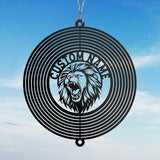 Personalized Lion Metal Wind Spinner, Custom Hanging Sculpture for Outdoor Display, Kinetic Garden Ornament, Strength Symbol Gift (Lion Garden Wind Spinner)