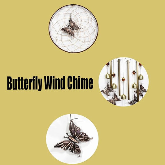 Butterfly Wind Chimes for Outside with Dream Catcher, Gift for Mom, Gifts for Grandma, Outside & Indoor, Terrace Garden Decorations