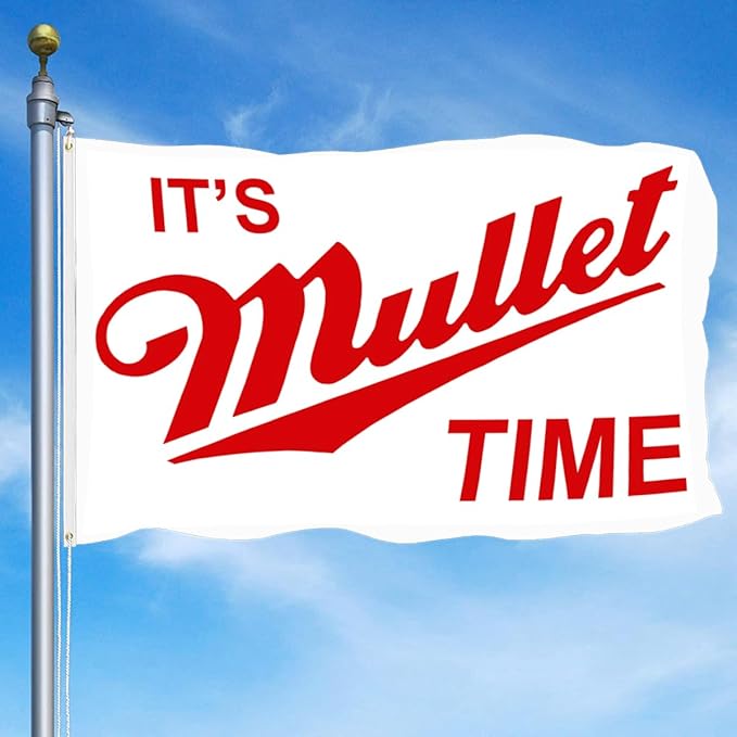 It's Mullet Time Flag Funny College Tapestry Cool Parade Banner Indoor and Outdoor Party Room Decorations 3x5 Feet