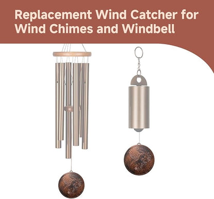 Replacement Wind Catcher, Circular Vintage Hummingbird Decor with 16.4FT Nylon Cord, 1MM Thick Metal Wind Chime Replacement Parts for Wind Chimes, Hanging Decoration Ornament for Garden, Patio, Tree