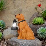 Labrador Dog Garden Statues with Solar Lantern, Outdoor Figurine Resin Sculpture Hanging Solar Power Lights for Decoration Yard Patio Balcony Lawn Ornament Art Decor, Unique Gift for Grandma Wowen Mom
