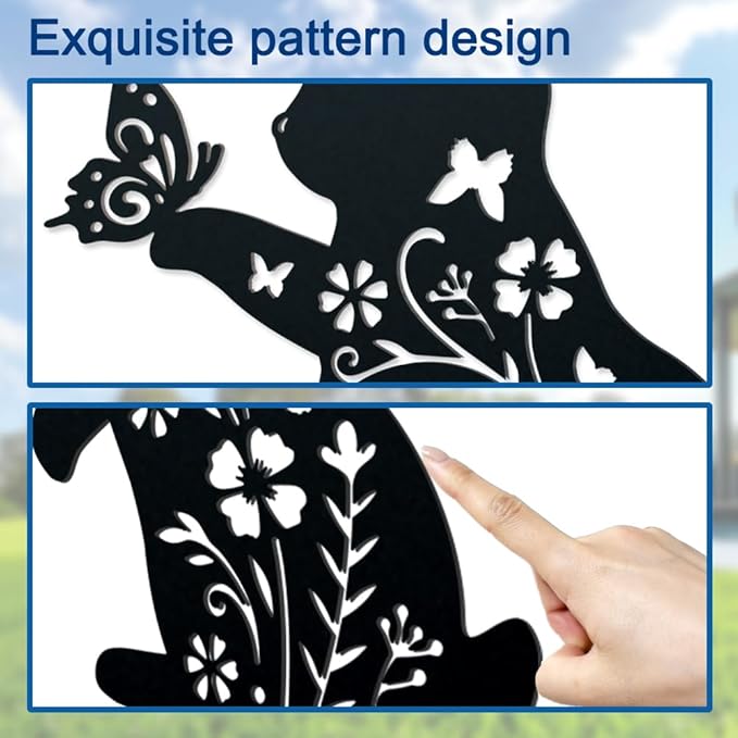 WADORN German Shepherd Yard Silhouette, Black Garden Dog Statue Ornament Outdoor Metal Art Dog Silhouette Signs Iron Decorative Garden Stakes Dogs Lover Gift Silhouettes for Yard Lawn Outside Patio