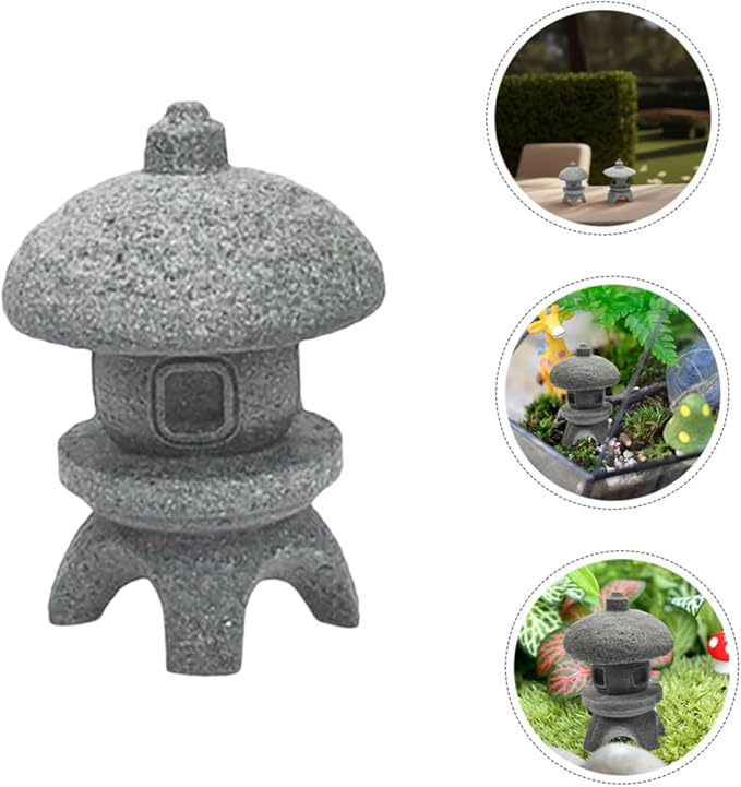 ORFOFE Japanese Style Zen Garden Statues 2 Pack Sandstone Decor for Outdoor/Indoor Asian Decor