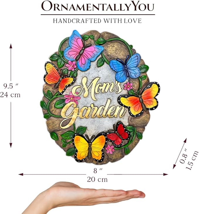 OrnamentallyYou Elegant Resin Stepping Stone, Outdoor Garden Pathway Decoration (Garden with Butterflies Stepping Stone, 9.5" Decorative Outdoor Decoration)