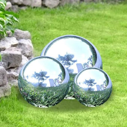 Polished Stainless Steel Gazing Ball Shiny Reflective Garden Sphere for Lawn Decoration 12-inch Mirror Garden Globe Ornament