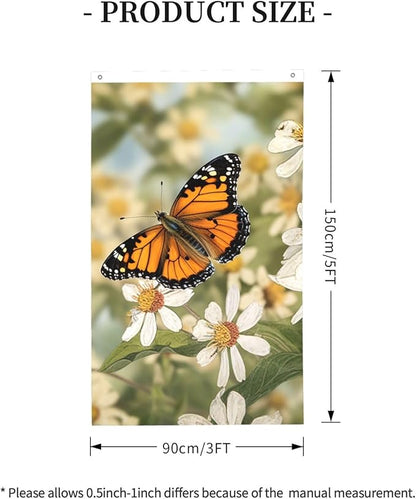 Spring Butterfly Flowers Flag 3x5 Ft Outdoor Flags Vertical Double Sided Garden Flag Funny Outside Yard Flag Party Banner for Wall Art Hanging Poster Indoor Outdoor Decoration