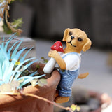 Dog Figure Plant Pot Hanger, Flower Pot Hugger, Resin Tortoise Statue, Funny Pot Huggers for Planters, Cute Climbing Tortoise Flower Pot Hugger, Garden Fence Balcony Patio Yard (Dog)
