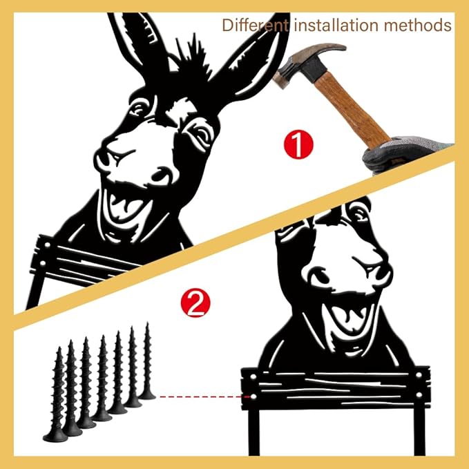 SUPERDANT Metal Donkey Garden Decor for Outside Funny Animals Yard Stakes for Decorations Outdoor Statues Iron Art Stake Decorative Silhouette Lawn Ornament Patio Porch Farmhouse Decoration Gifts