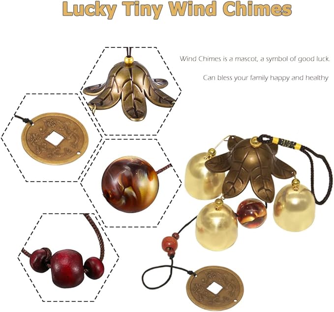 Hooshing Lucky Small Wind Chimes Metal Garden Bells Feng Shui Windchimes for Best Wishes Home Outdoor Garden Patio Hanging Decor Gift for Mother