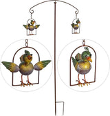 Metal Birds Seesaw Balancer Garden Deorative Stakes 45", Iron Yard Balanceing Stake Art, Animal Scarecrow Sway Up and Down in Wind, Gifts to Bird Lovers as Grassland Lawn Farmland Decor