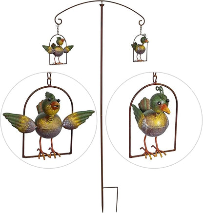 Metal Birds Seesaw Balancer Garden Deorative Stakes 45", Iron Yard Balanceing Stake Art, Animal Scarecrow Sway Up and Down in Wind, Gifts to Bird Lovers as Grassland Lawn Farmland Decor