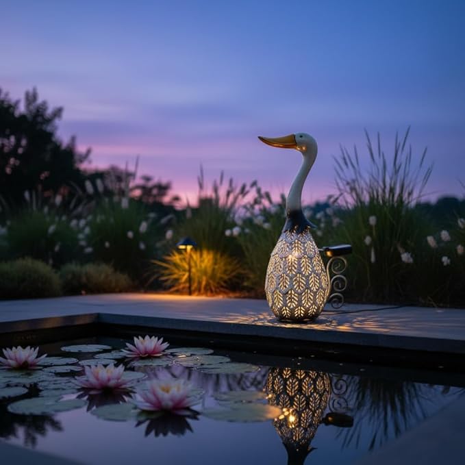 HONGLAND Metal Goose Yard Decor,18" Solar Gooses Yard Decorations Outdoor, Garden Statues Decor Outside,Farm Lawn Decorative Figurine for Home Patio Backyard