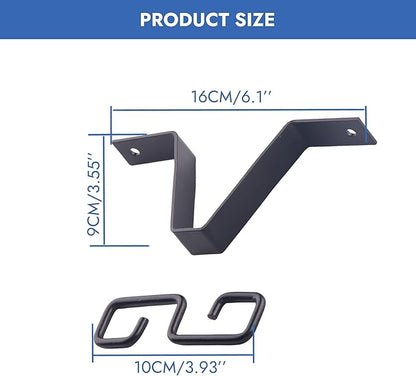 2 Pcs Heavy-Duty V-Shaped Rain Chain Gutter Adapter Clip S-Shaped Hooks Alloy Connector Holder for Rain Chains Adjustable Adapter for Gutter Chain Downspout Painted Hardware Black