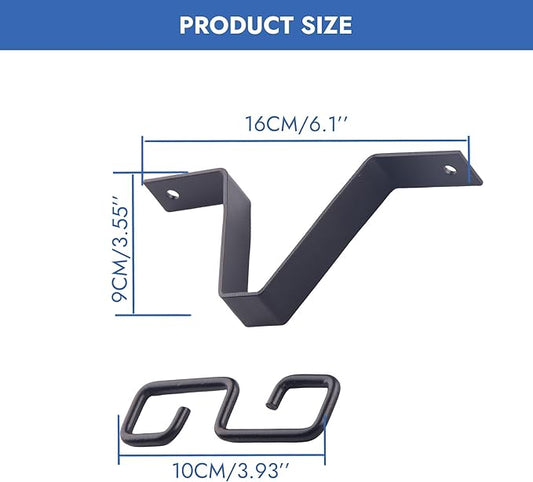 2 Pcs Heavy-Duty V-Shaped Rain Chain Gutter Adapter Clip S-Shaped Hooks Alloy Connector Holder for Rain Chains Adjustable Adapter for Gutter Chain Downspout Painted Hardware Black