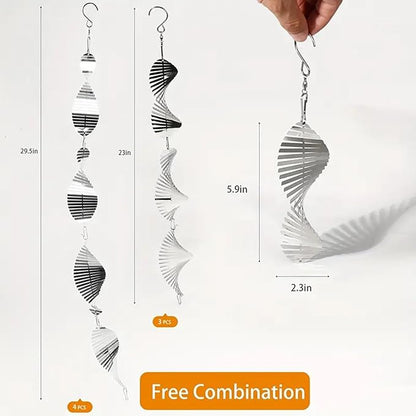 12PCS Stainless Steel Bird Deterrent Wind Spinners for Outside – Reflective Outdoor Bird Repellent Hanging Ornaments, Humane Pigeon Scarer for Yard Garden, Balcony, Patio, Roof & Window (12, Spiral)