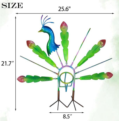 Outdoor Bottle Tree with Peacock Metal Stake for Outdoor Colorful Garden Decorative Bottle Holder & Outdoor