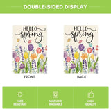 AVOIN colorlife Hello Spring Tulip Lavender Garden Flag 12 x 18 Inch Double Sided, Seasonal Flower Yard Outdoor Flag