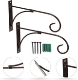 FRCOLOR Iron Wall Hanging Hook Plant Bracket for Outdoor Garden 2pcs Set, Black Decorative Flowerpot and Lantern Hangers for Patio and Indoor Use