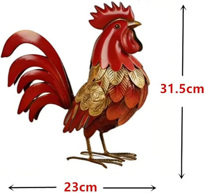 Baoblaze Rooster Statue Garden Accessories Animal Figurine Decoration DIY Multipurpose Red Landscape Ornament for Patio Outside Garden