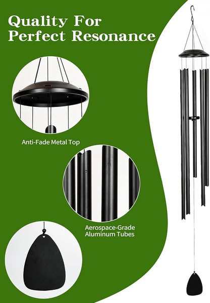 Extra Long 65" Wind Chimes for Indoor and Outdoor, Deep Bass Tone and Professional Tuned Aluminum Wind Chimes for Patio Garden Memorial, Sympathy Gift for Loss of Loved One, Housewarming Gift