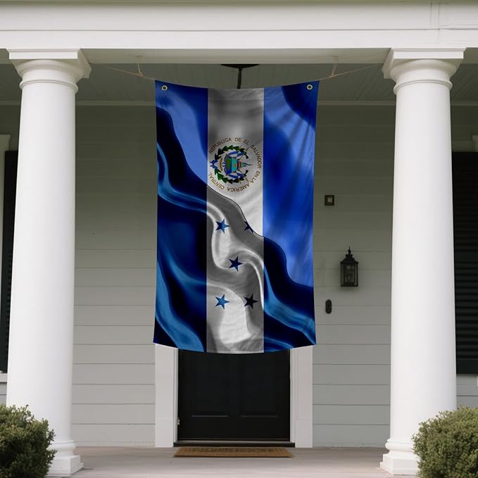 El Salvador And Hondurans Honduras Flag 3x5 Ft Double-Sided Printed Indoor/Outdoor Flag Polyester Fabric Decorative Banner With 2 Brass Grommets 3x5 Foot National Flags For Outside