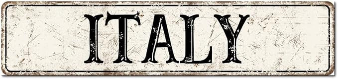 Madcolitote Vintage Country Italy Wood Sign Italy Street Signs Customized Rustic Wooden Wall Art Farmhouse Wall Decor Kitchen Wall Hanger Retro Decoration Sign Housewarming Gift 4x18in