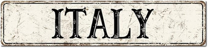 Madcolitote Vintage Country Italy Wood Sign Italy Street Signs Customized Rustic Wooden Wall Art Farmhouse Wall Decor Kitchen Wall Hanger Retro Decoration Sign Housewarming Gift 4x18in