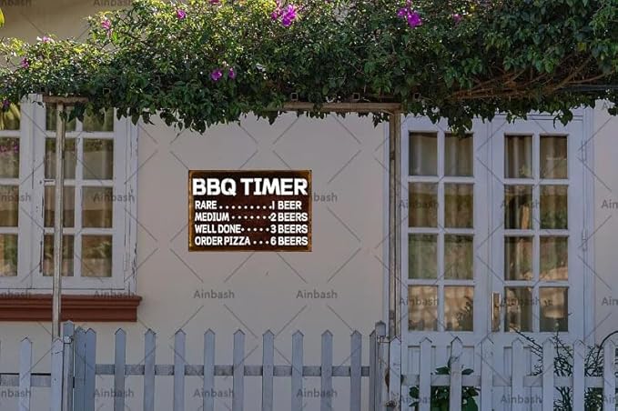 Funny Kitchen BBQ Timer Vintage Signs Metal Retro Barbecue Sign Grilling For Outdoor garden Backyard Bar Kitchen tin Signs Patio poster 8x12inch