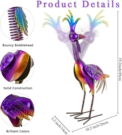 Metal Wacky Rooster Garden Statue, 19'' Rooster Decor Yard Statue Decorations Outdoor, Chicken Yard Art for Outside, Patio, Backyrad, Lawn(Purple)